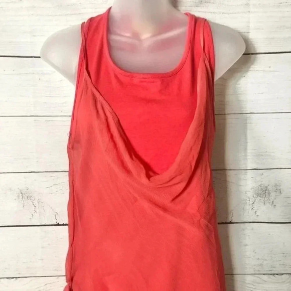 Elizabeth and James Coral Silk Chiffon Mini Sheath Dress 4 - Picture 3 of 8